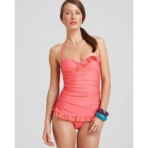 NEW Ella Moss Vintage Maillot One Piece Swimsuit CORAL SZ Large $145