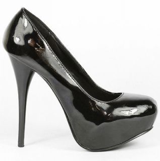 Black Patent High Heel Fashion Hidden Show Stopper Platform Pump 6.5 