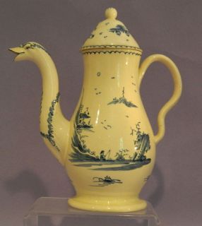 Antique English Creamware Pottery Coffee Pot, Leeds Pottery c1790