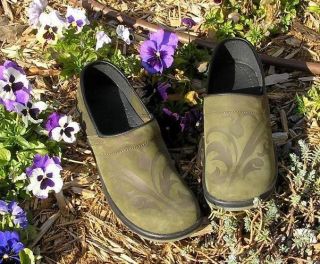   ANGEL CLOSED BACK CLOGS olive 36 Staple Clog green shoes ladies size 5