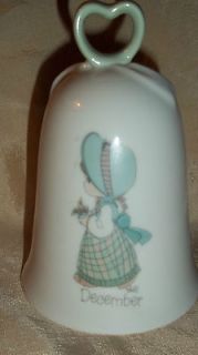 c1988 Enesco PRECIOUS MOMENTS BELL ~ DECEMBER ~ 4 1/4 inches tall 