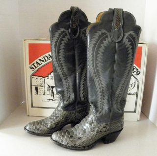 Vintage Tall Justin Snakeskin Ladies Cowboy Boots 5 1/2
