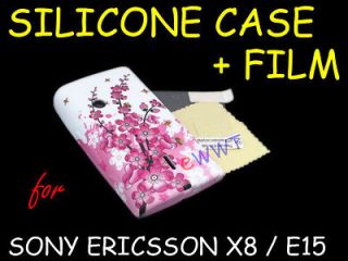   Hot Pink Silicone Case+Film for Sony Ericsson Xperia X8 E15i VWSF271