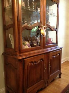 Ethan Allen China Cabinet Base and glass display French Country 