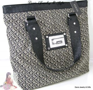Guess G Logo Purse XL Shoulder Handbag Rena Black White Gray Tote $120 
