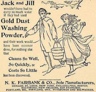   Jack Jill Gold Dust Washing Powder N K Fairbank   ORIGINAL ADVERTISING