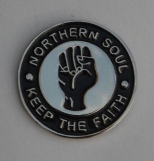 Black Northern Soul Keep The Faith Enamel Lapel Pin Badge