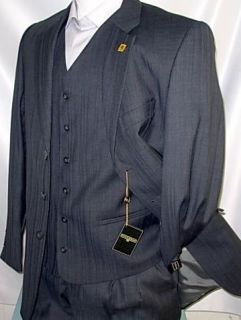 NEW ARRIVAL! Stacy Adams Steel Charcoal Vested Mens Suit Suits