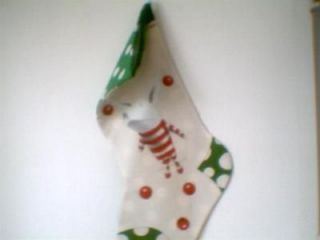 Olivia the Pig fabric Christmas stocking Green with ornaments