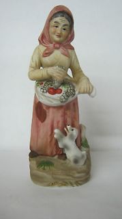 HOMCO OLD WOMAN FARMER FIGURINE FROM HOME INTERIORS 8 TALL