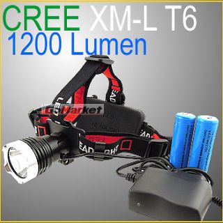 CREE XM L XML T6 LED 1200Lm Rechargeable Headlamp Headlight 3x AAA 