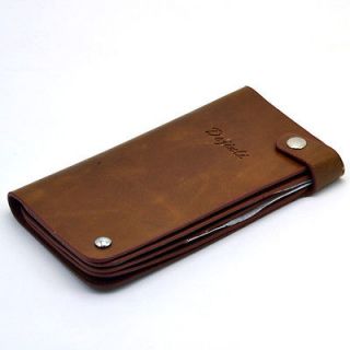 Classic Real Leather Brown 42pcs Cards ID Document Credit Card Holder 