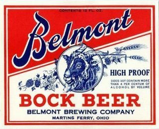 BELMONT BREWING BOCK BEER LABEL T SHIRT MARTINS FERRY