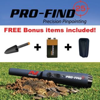 Minelab PRO FIND 25 PinPointer   FREE Trowel, Battery and Holster