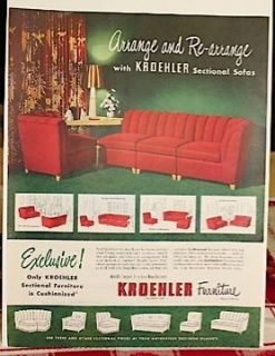 1940s 50s KROEHLER FURNITURE Cushionized Sectional print ad