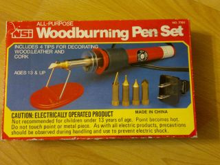Wood Burning Pen Set Includes 4 Tips (used)