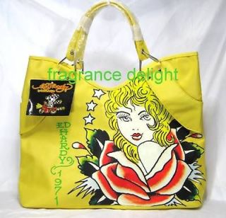 Ed Hardy YELLOW VERONICA Tote bag NEW WITH TAG original