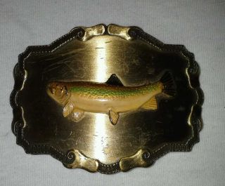 1978 Belt Buckle Raintree Rainbow Fish 3 1/2 X 2 1/2 Metal Mens 