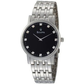Bulova Mens 96D106 Diamond Black Dial Bracelet Watch: Watches:  