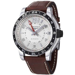 Longines Mens L36684763 Admiral Brown Leather Strap Watch: Watches 