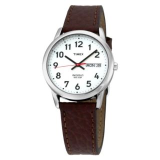 Timex Mens T20041 Easy Reader Brown Leather Strap Watch: Watches 