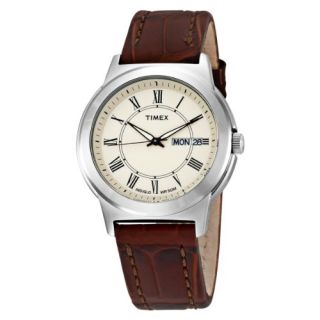 Timex Mens T2E581 Elevated Classics Dress Brown Leather Strap Watch 