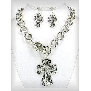 Necklace Set David Yurman Inspired Cross with Crystals 