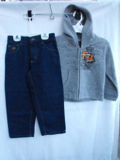 BNWOT Boys Sz 3 Fubu Denim Jeans and Grey Hoodie Set