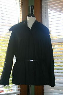 MAX MARA black jacket with Marmot fur collar and belt US 10 IT 44