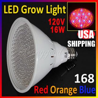 168 LED Red Orange Blue Light Plant Grow Growing Hydroponic Bulb E26 