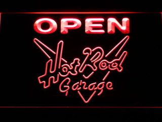 068 r Hot Rod Garage Beer OPEN Bar Neon Light Sign