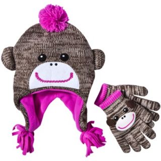 Girls Monkey Hat and Mitten Set product details page