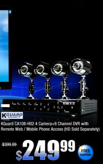 KGuard CA108 H02 4 Camera+8 Channel DVR with Remote Web / Mobile Phone 