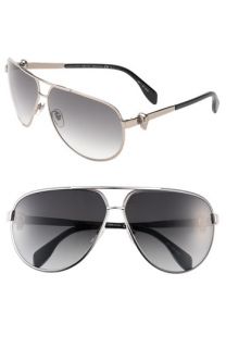 Alexander McQueen Skull Temple Metal Aviator Sunglasses  