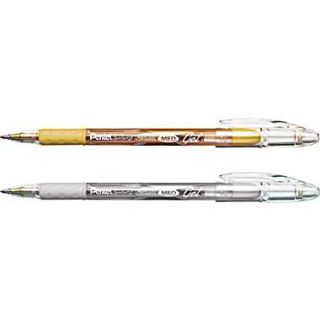 Pentel® Sunburst™ Metallic Gel Ink Pens, Medium Point, Silver and 