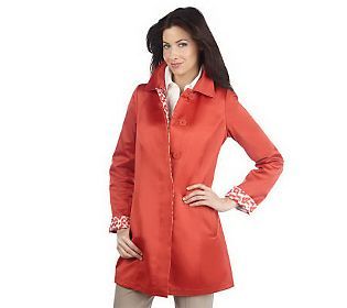 Dennis Basso Water Resistant Reversible Solid to Print Satin Jacket 