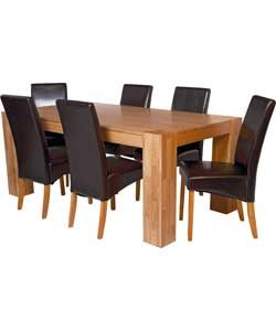 Buy Schreiber Eden 180cm Oak Table and 6 Chocolate Chairs at Argos.co 