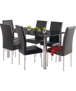 Buy Hygena Matrix Black Glass Dining Table and 6 Black Chairs at Argos 