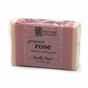 River Soap Company All Vegetable Body Bar Soap, Geranium Rose 4.5 oz 
