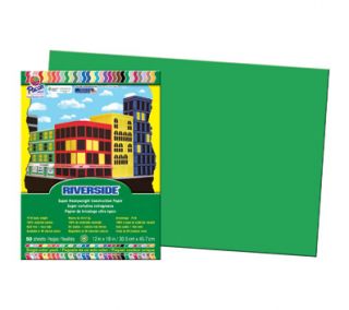 Pacon Riverside Recycled Construction Paper, 76 lb., 12 x 18, Green 