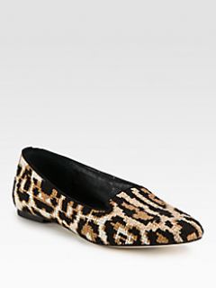 Dolce & Gabbana   Crochet Leopard Print Smoking Slippers