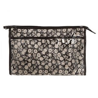 Black floral print zipped toiletry bag   Make up & wash bags 