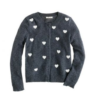 Girls sequin hearts cardigan   wool blend   Girls sweaters   J.Crew
