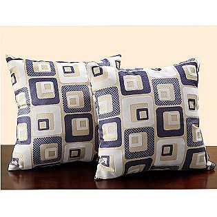 Oxford Creek Square Navy Blue Cube Print Throw Pillow (Set of 2)   For 