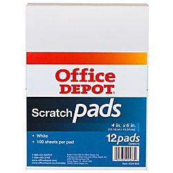 Office Depot® Brand Scratch Pads, 4 x 6, Unruled, 100 Sheets, Pack 