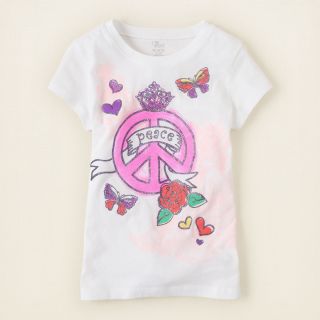 girl   graphic tees   peace crown graphic tee  Childrens Clothing 