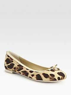 Dolce & Gabbana   Leopard Print Canvas & Patent Bow Ballet Flats