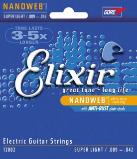Elixir Super Light Nanoweb Electric Guitar Strings  Musicians Friend