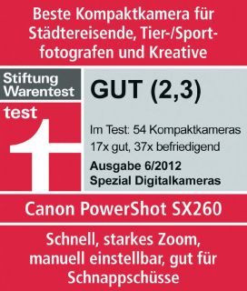 Canon PowerShot SX260 HS Digitalkamera, Schwarz, 12.1 Mio. Pixel, 20 x 