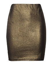 Black Pattern (Black) Gold Metallic Tube Skirt  264710909  New Look